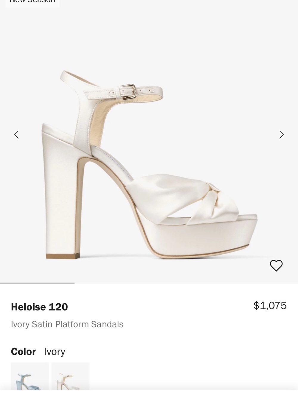 Jimmy Choo Ivory Satin Knotted Platform Sandals